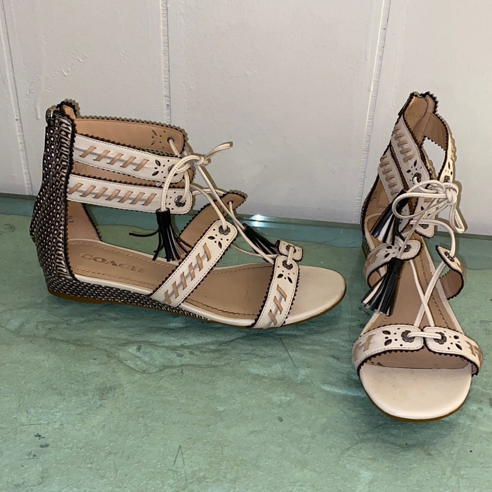 Ivory/black wedges